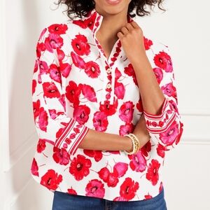 Elegant Red Floral Women's Blouse